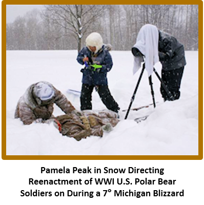 Photo - Director Pamela Peak Shooting on Location During a 7° Michigan Blizzard